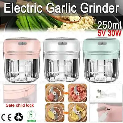 250ml Electric Mini Garlic Chopper Masher Portable Food Processor Mincer Grinder • $14.95