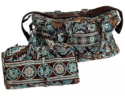 Vera Bradley Weekender Travel Duffel Bag W/Strap & Hanging Organizer Java Blue • $59.99
