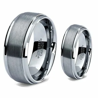 Personalized Matching Tungsten Carbide Brush Center Egagement Wedding Band Ring • $53.66