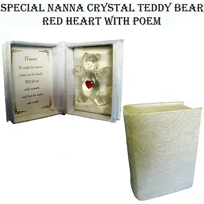 £8.90 • Buy Red Heart Crystal Teddy Bear Special Nanna Cuddle With Poem Gift 14.4 X 10.6 Cm