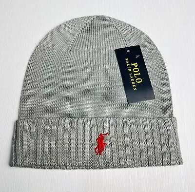 Polo Beanie Hat Mens Unisex Spring Summer Adults Grey  Red (75%off)  CLEARANCE • £10.75