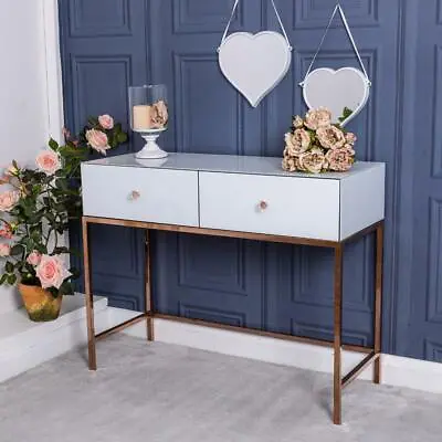 £7.50 • Buy White Glass Console Dressing Table Rose Gold Venetian Bedroom Hallway Home