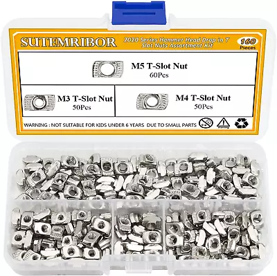 160 Pcs 2020 Series T Nuts M3 M4 M5 T Slot Nut Hammer Head Fastener Nut • $10.68