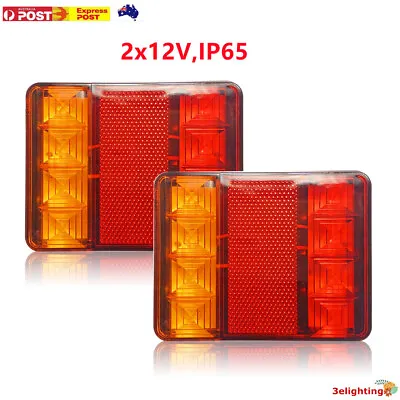 $13.99 • Buy 2X Trailer Tail Lights 8 LED Stop Tail Lights Submersible Boat Truck Lamp Parts