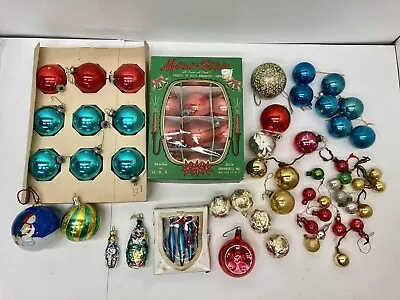 65 Vintage Shiny Christmas Glass Ornaments VTG Mixed Lot • $39.99