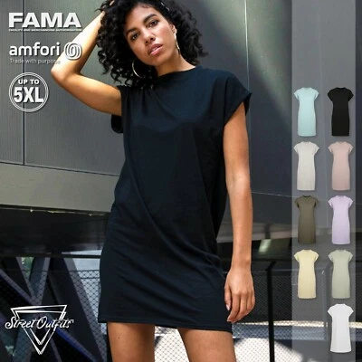 £11.17 • Buy Womens Oversized T-Shirt Dress High Neck Top Roll Short Sleeve Extended Shoulder