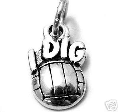 925 Sterling Silver I Dig Volleyball Charm • $14.55