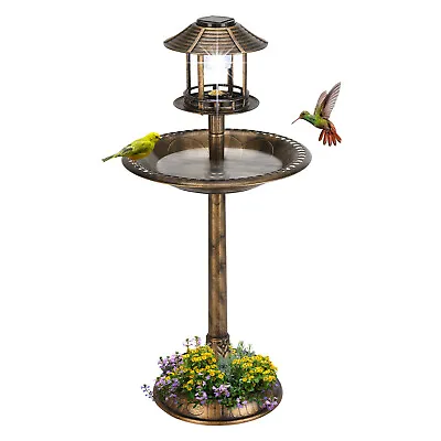 Outdoor Birdbath With Solar Light Vintage Garden Fountain Decoration For Yard US • $42.89