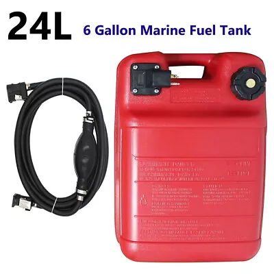 24L/6 Gallon Boat Fuel Tank Plastic Marine Outboard Boat Gas Tank With Hose • $61.99