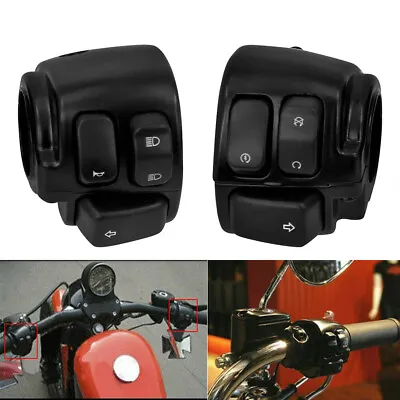 1  Motorcycle Handlebar Control Switches W/ Wiring Harness Kit For Harley Black  • $34.96