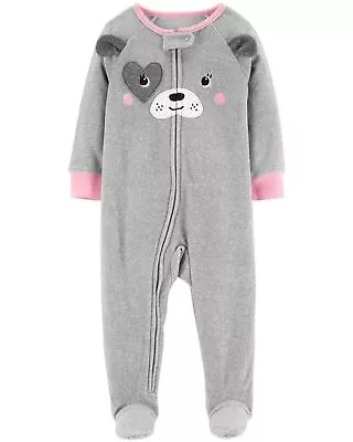 New Carter's Girls Size 2t Puppy Dog 1-piece Fleece Footed Pajamas Nwt • $15.95
