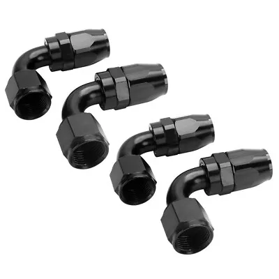 4PCs 6AN AN6 -6AN 90 Degree BLACK SWIVEL FUEL OIL HOSE END FITTINGS ADAPTER  • $12.88