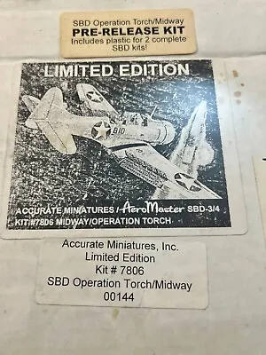 Accurate Miniatures Pre-Release Kit 7806 1:48 SBD-3/4 Operation Torch/Midway • $75