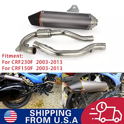 Motorcycle Muffler Exhaust System Slip On For CRF150F CRF230F 2003-2013 DirtBike • $90.99