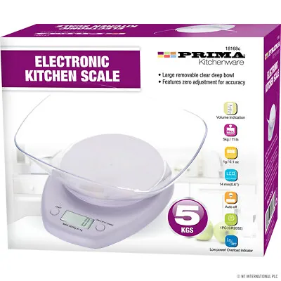 5kg Electronic Kitchen Scale Lcd Weighing Cooking Clear Bowl Food Digital Tool • £6.99