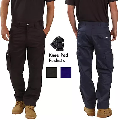 Mens Cargo Combat Work Trousers With Knee Pad Pockets Size 28-52 - BWM WORKWEAR • £15