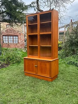 Mid Century Teak Bookcase Display Cabinet Shelves Wall Unit • £160