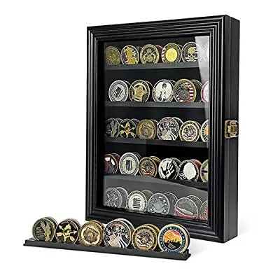 Military Challenge Coin Display Case Holder With HD Toughened Glass And Wall ... • $64.48