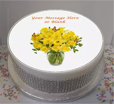 Personalised Daffodils & Butterflies 8  Icing Sheet / Cake Topper • £5.79