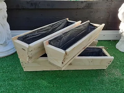 £10.95 • Buy Garden Planters 50cm Wooden Planter Reclaimed Timber Wood Outdoor Summer Flower 