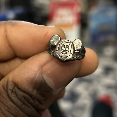 Vintage Mickey Mouse Sterling Silver Original Disney Ring Size 3.5 - 4.53 Grams • $40