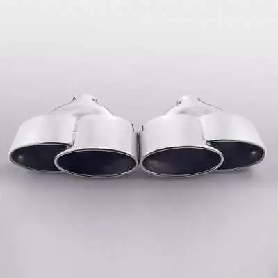 304 Stainless Steel Twin Exhaust Tips 2.4  Inlet Quad Out Rolled Out 8  L Pair • $226.56