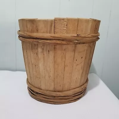 Vintage Primitive Style Wooden Staved Bucket  • $45