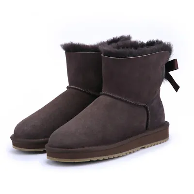 UGG Boots Womens Mini Classics Bailey Braid Australian Sheepskin Wool Chocolate • $58.99