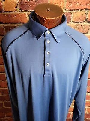 Adidas Climawarm Men's XL Blue Black Longsleeve Polo Shirt ⛳ • $23.98