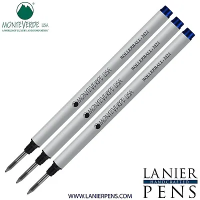 3 Pack - Monteverde® Rollerball To Fit Montblanc® Rollerball Pens - Blue • $11.50