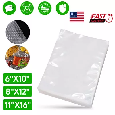 100 Packs Vacuum Sealer Bags 6x10 8x12 11x16 Embossed Food Saver Storage Package • $11.99