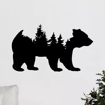 Metal Wall Art Forest Modern Pine Tree Animal Bear Rustic Art Decor Wildernes... • $23.73