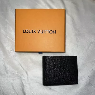 NWB Louis Vuitton Men’s Wallet - LV Bifold Multiple Wallet Black Taiga Leather • $550
