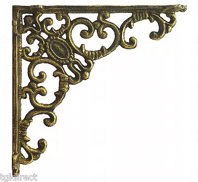 Decorative Cast Iron Wall Shelf Bracket Brace Ornate Curls Gold Decor 7.75  Deep • $15.98