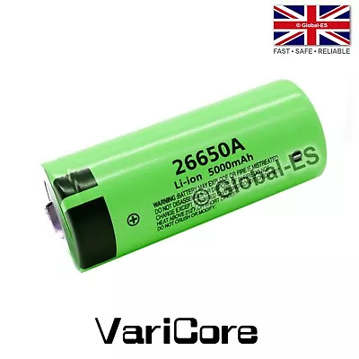 26650 Li-Ion Button Top Rechargeable Battery - 3.7V 5000mAh • £9.99