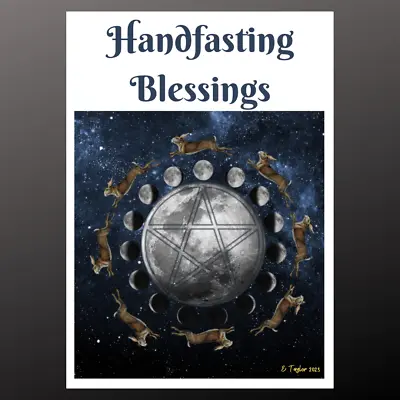 Handfasting Blessings Card Hares Pentacle Celestial Wiccan Pagan • £2.99