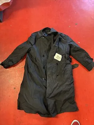 DSCP Garrison Collection All Weather Trench Coat Black Double Breast Size 42 L • $14.99