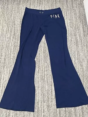 Victoria’s Secret Pink Pants Foldover Blue Flared Women’s Medium Dog Logo Ladies • $9.99