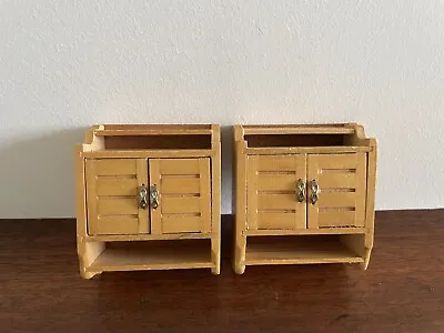 Vintage Set Of 2 Cabinet Wood Dollhouse Furniture Retro Mid Century Mini • $22