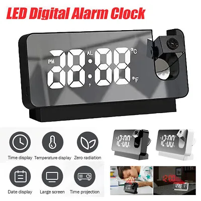 £12.99 • Buy 7.3  LED Digital Projector Projection Snooze Dual Alarm Clock Night Light USB