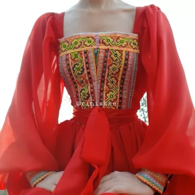 Red Hmong Princess Dress Handmade Handsewn • $300