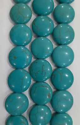 Iolite Turquoise 28X28X7MM Plain Flat APPR.14 Beads 1STRAND 2 Strands 1 LOT • £15