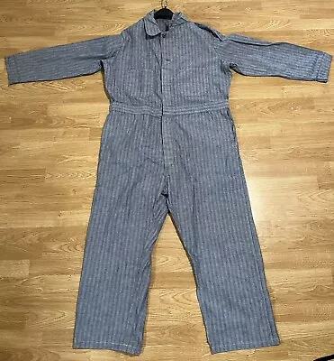 VTG 50s 60s COVERALLS Herringbone Blue Denim Workwear Size 46Amazing Condition! • $149