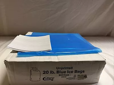 500 PACK 8 To 20 Lb. 1.75 Mil Heavy Duty Plain Blue Plastic Ice Bags Twist Ties • $54.99