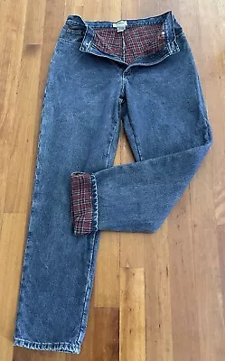 VTG Womens L. L. BEAN Flannel Lined Jeans Relaxed Fit Work Jeans Size 14 Tall • $27.99