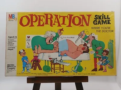 Vtg. 1965 Milton Bradley OPERATION Board Game Doctor Smoking Box No Money/Cards • $12.99