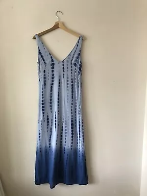 £22 • Buy French Connection Dip Dye Tie Dye Blue Sleeveless Maxi Summer Dress - Size 10