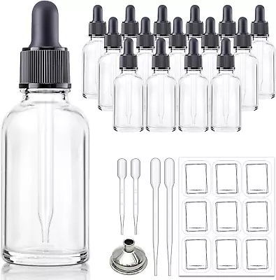 16 Pack 1 OZ Tincture Bottles With Dropper Clear Glass Dropper Bottle With Stai • $15.24