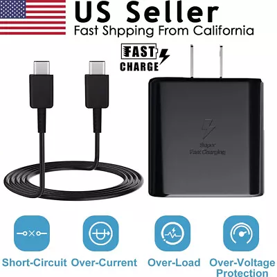 45W Super Fast Wall Charger Type USB-C 6FT Cable For Samsung Galaxy S22 S21 S20 • $3.32