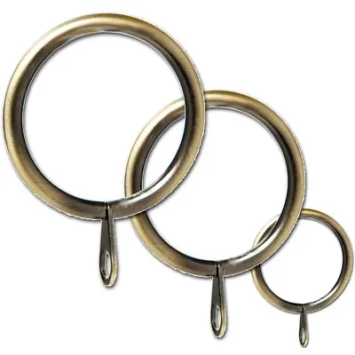 ANTIQUE BRASS METAL CURTAIN POLE RINGS Inner Diameter 25mm/42mm/50mm Fixed Eye • £8.62